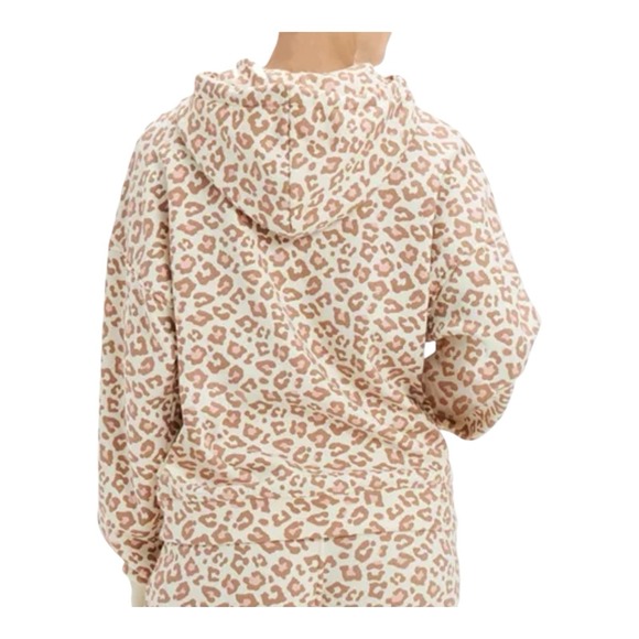 Ugg Women's Beige Kes Leopard Print Fleece Soft Hoodie Size Medium - Picture 4 of 16